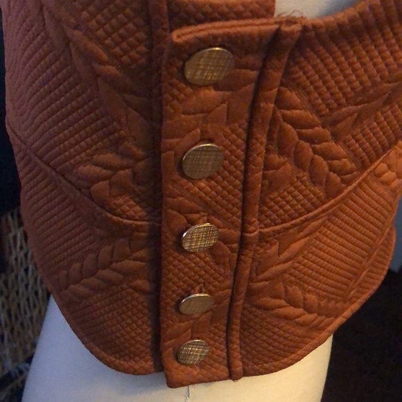 Maeve by Anthropologie Brown cropped V neck quilted vest - Picture 2 of 6